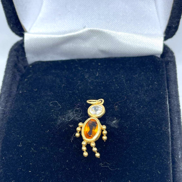 10K Gold Child Figure Birthstone Pendant Citrine (November) - Picture 1 of 8
